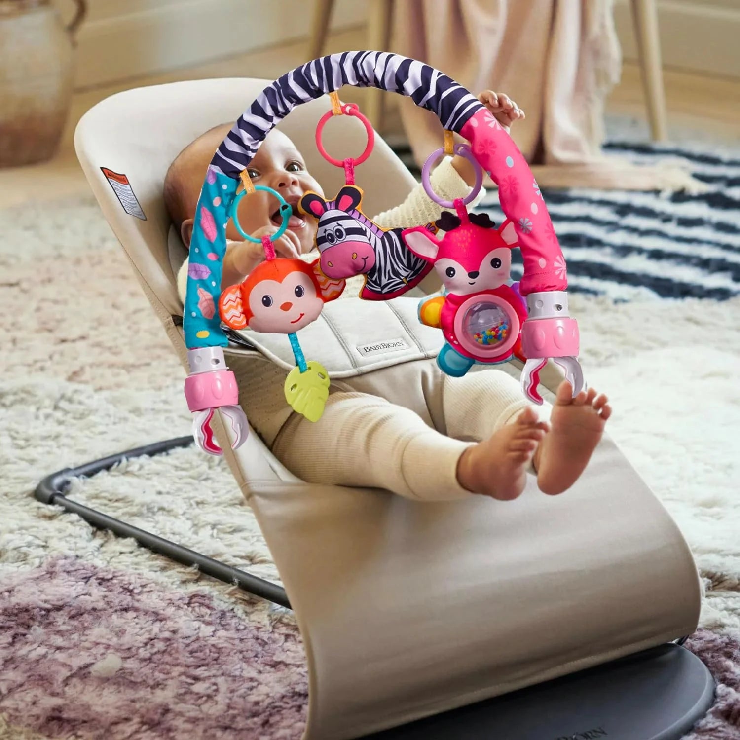 Crib Mobile for Girls, Baby Arch Mobile for Bassinet with Universal Clamps, Versatile Toy Bar for Baby Bouncer Stroller Arch Toy 0-3 Months, Baby Grils Mobile Toys 0-6 Months Car Seat Stroller Toys