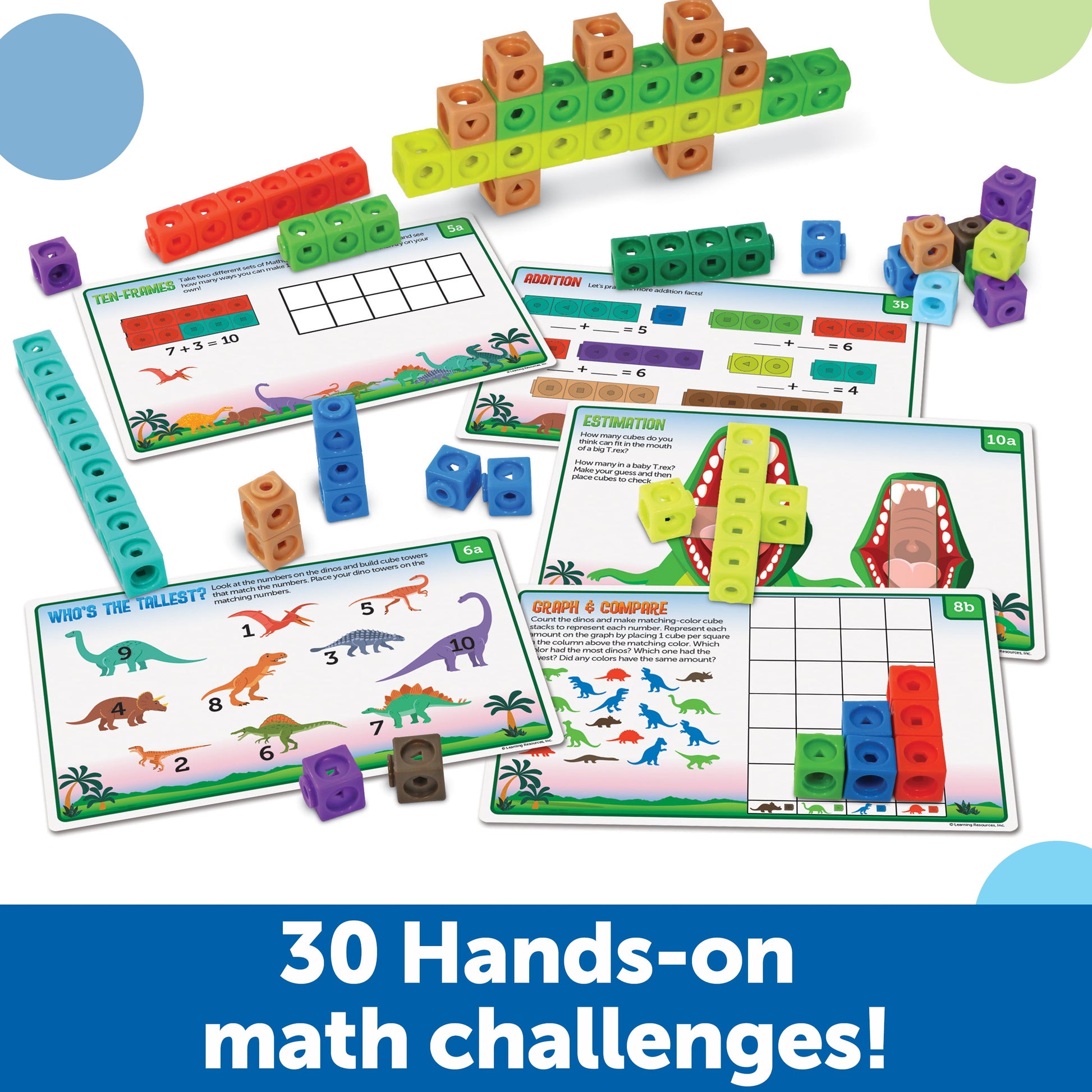 Mathlink Cubes Kindergarten Math Activity Set: Dino Time (115 Pieces)