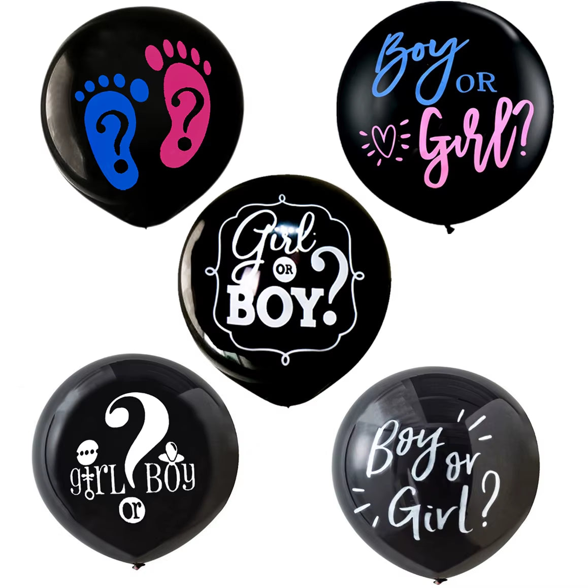 1 Set Giant Boy or Girl Gender Reveal Black Latex Balloon Baby Shower Confetti Ballons Birthday Gender Reveal Party Decoration