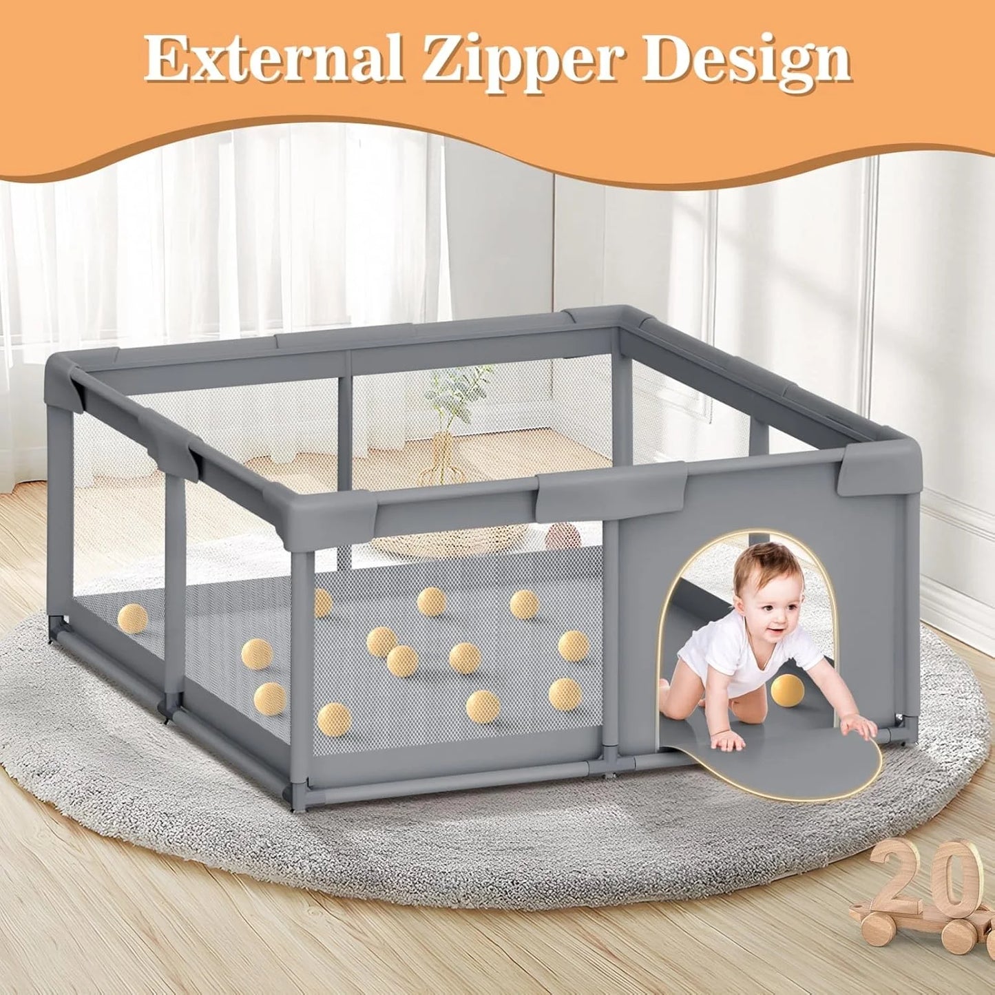 Baby Playpen, Playpen for Babies and Toddlers, Sturdy Safety Baby Play Yards Indoor & Outdoor, Play Pens for Babies and Toddlers, Baby Fence
