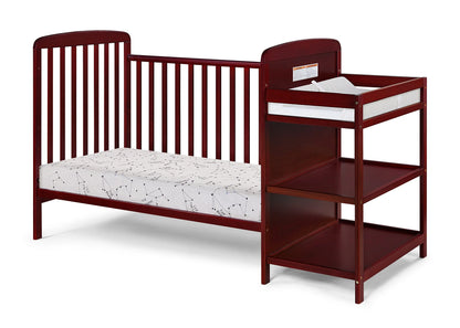 Crib Bedding for Baby, Solid Pine Wood Frame 3-In-Crib and Changing Table Combo, Cribs Can Converts to Toddler Bed or Day Bed, Greenguard Gold Certified, Non-Toxic Finishes, Cherry