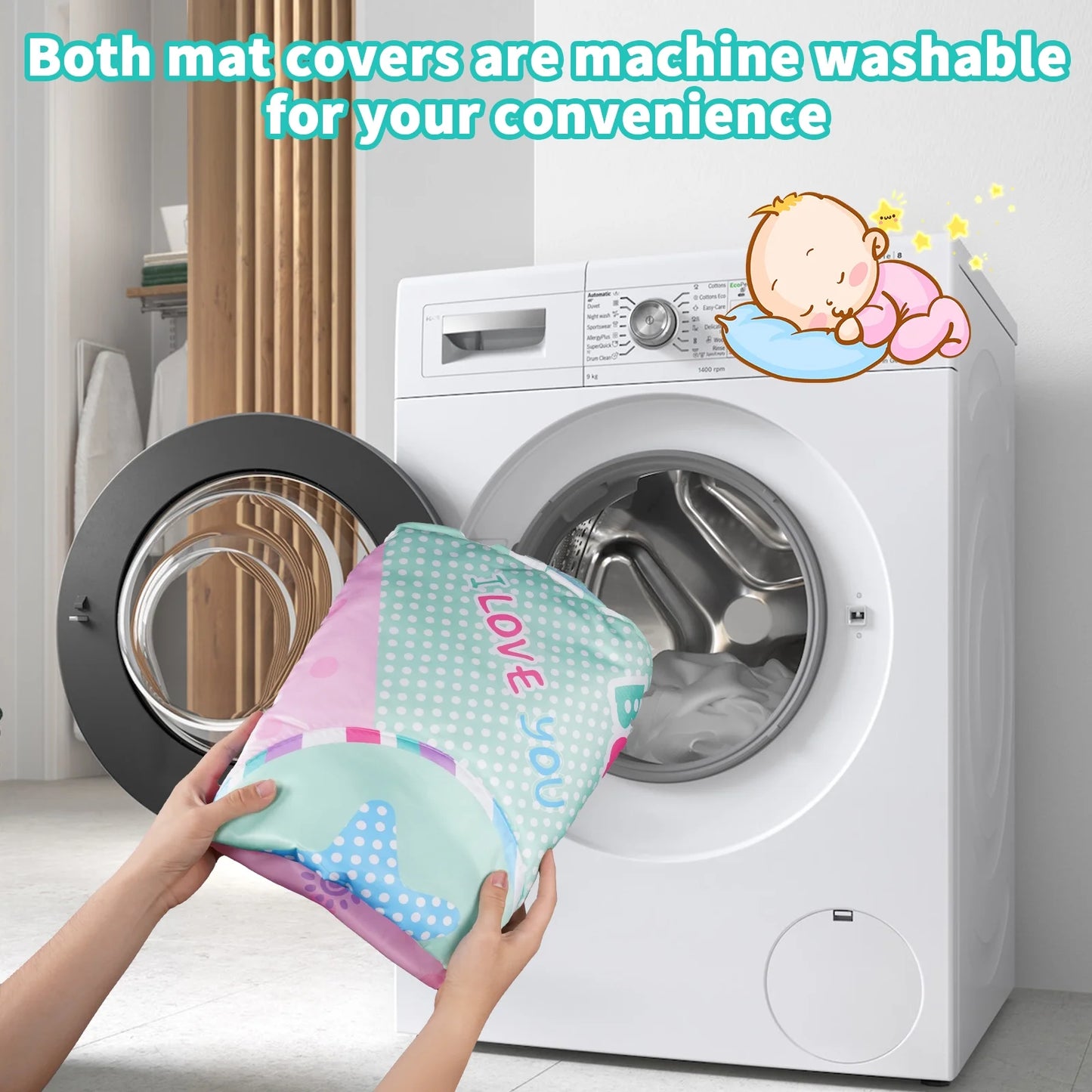 Baby Play Mat, 5 in 1 Thick Large Baby Gyms Play Mats Musical Activity Center, Play Piano Gym Tummy Time for Newborn Toddler and Infants, Blue and Pink