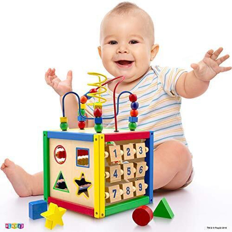 Childrens Learning Toys Wooden Activity Cube Bead Maze Tacking Cup Baby Fun Toy