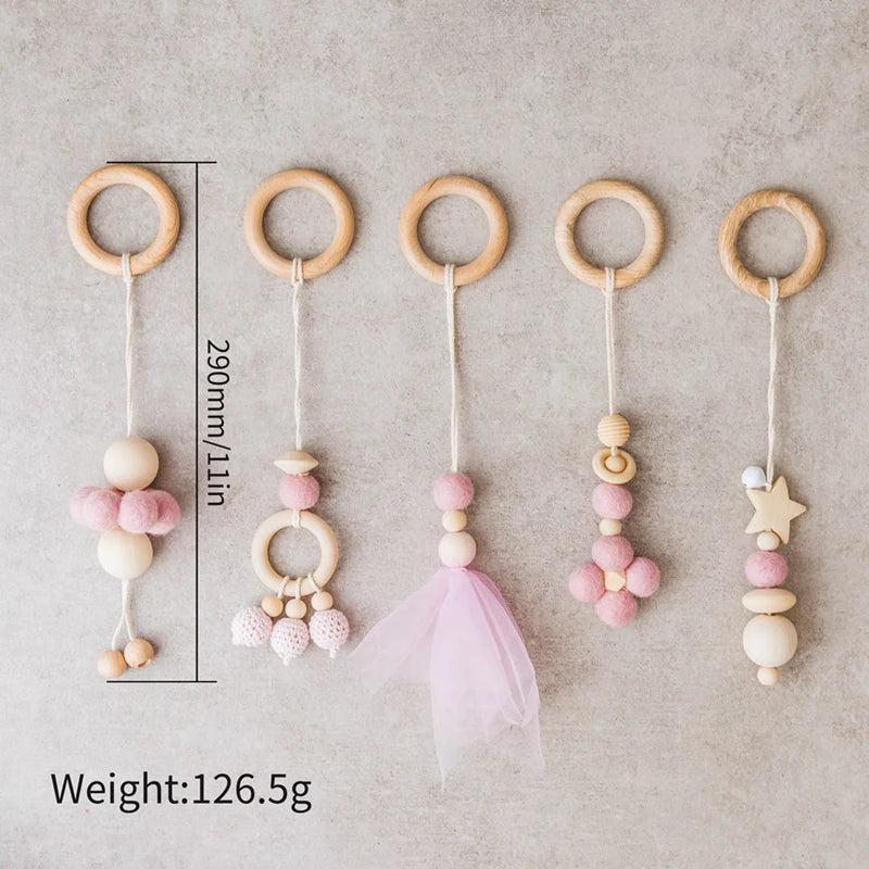 Nordic Baby Wooden Gym Fitness Frame Rack Baby Activity Gym Mobile Suspension Baby Room Decoration Newborn Baby Accessories