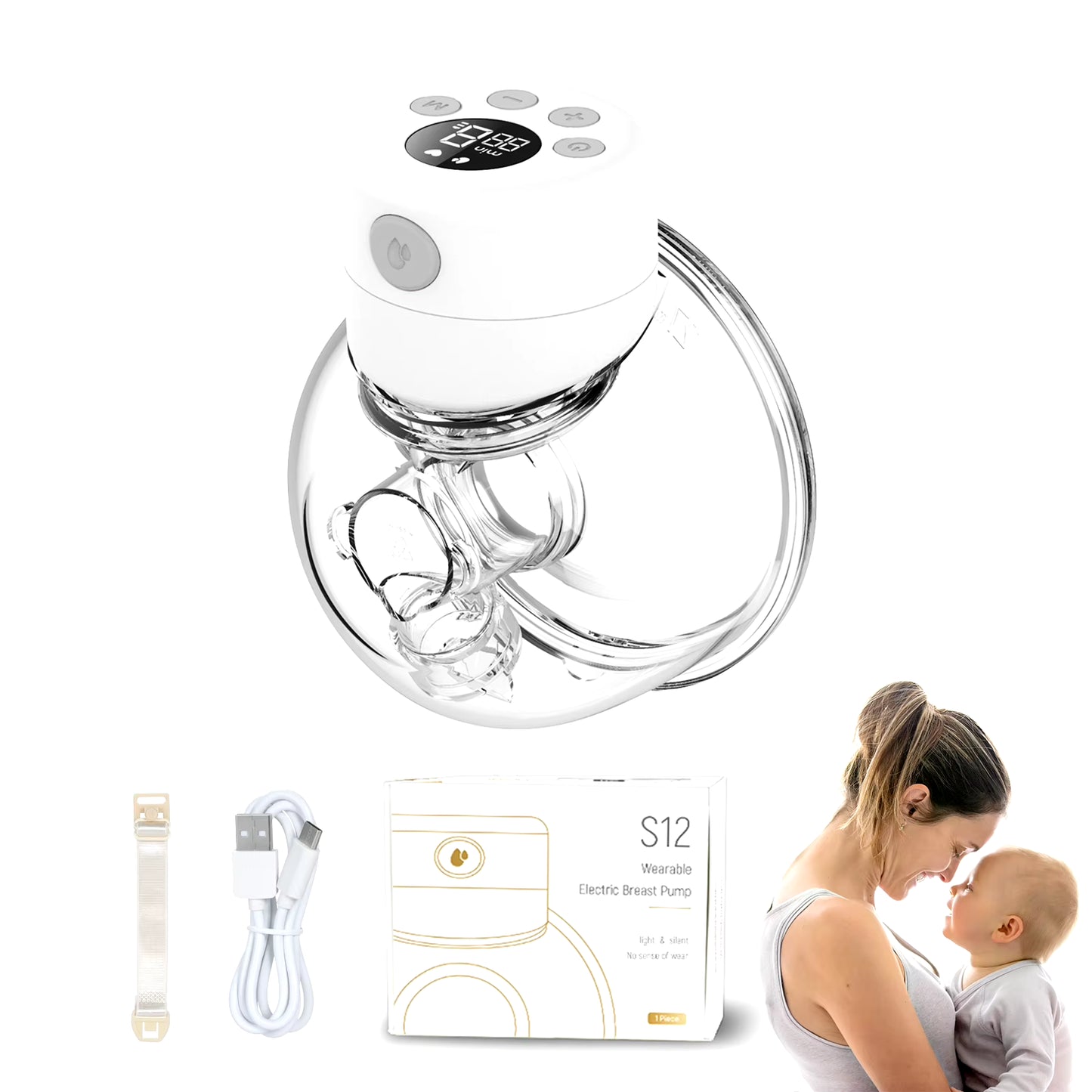 Hands Free Electric Breast Pumps Mother Milk Extractor Portable Breast Air Pump Wearable Wireless Breast Pump UV Disinfectable