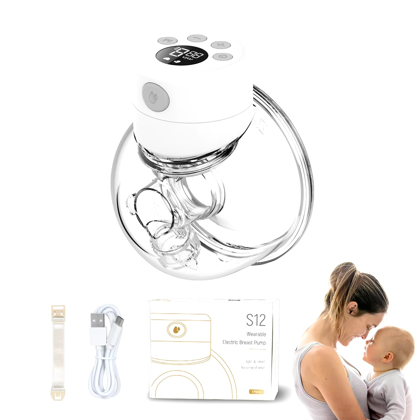 Hands Free Electric Breast Pumps Mother Milk Extractor Portable Breast Air Pump Wearable Wireless Breast Pump UV Disinfectable