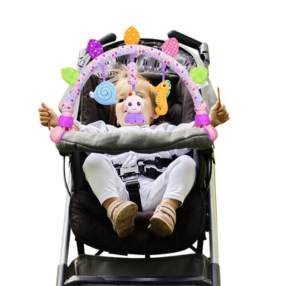 Baby Bassinet and Stroller Toy - Spiral Plush Hanging Toy with Teether for Indoor/Outdoor Use, 0+ Months