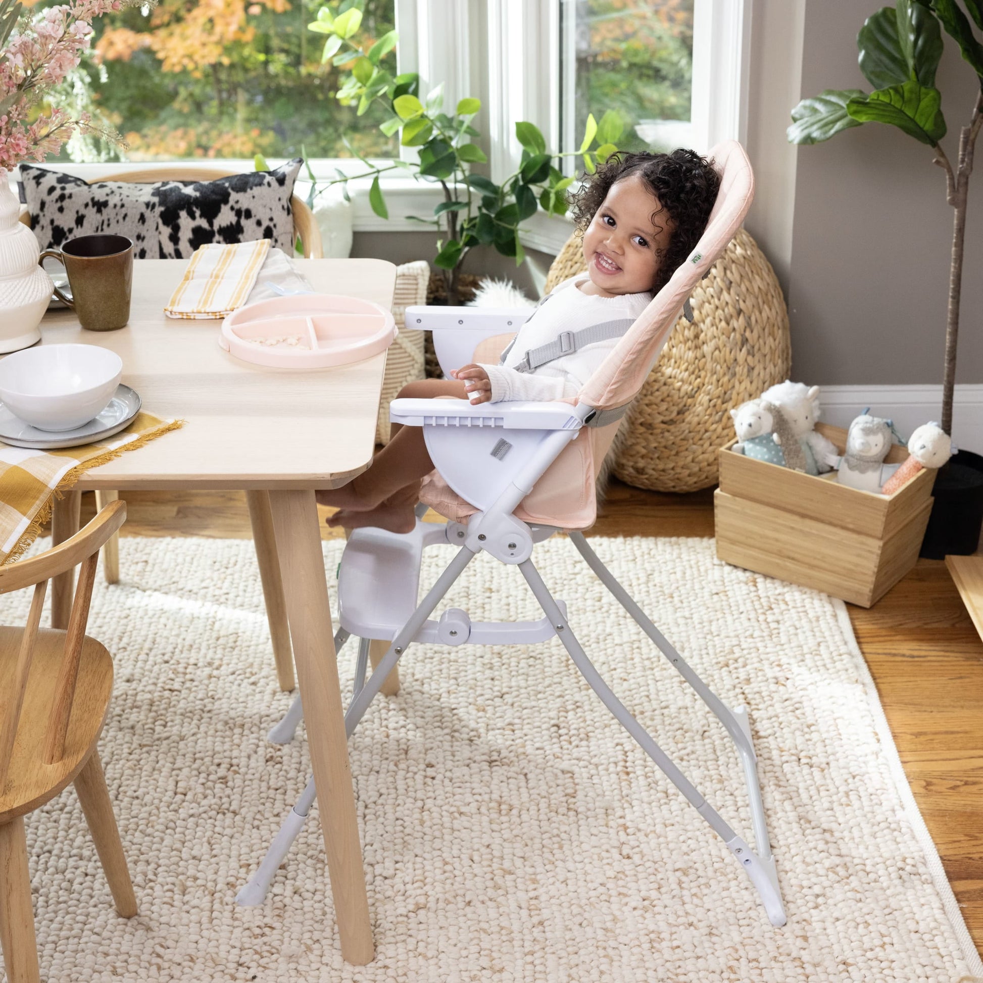 Sun Valley Compact Folding Baby High Chair - for Ages 6 Months and Up, Unisex - Pink