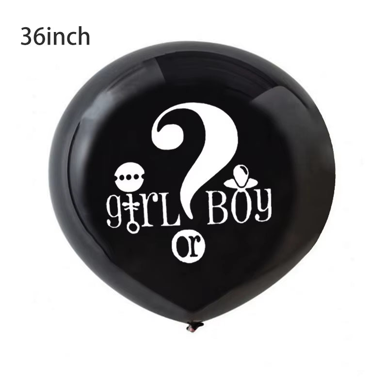 1 Set Giant Boy or Girl Gender Reveal Black Latex Balloon Baby Shower Confetti Ballons Birthday Gender Reveal Party Decoration
