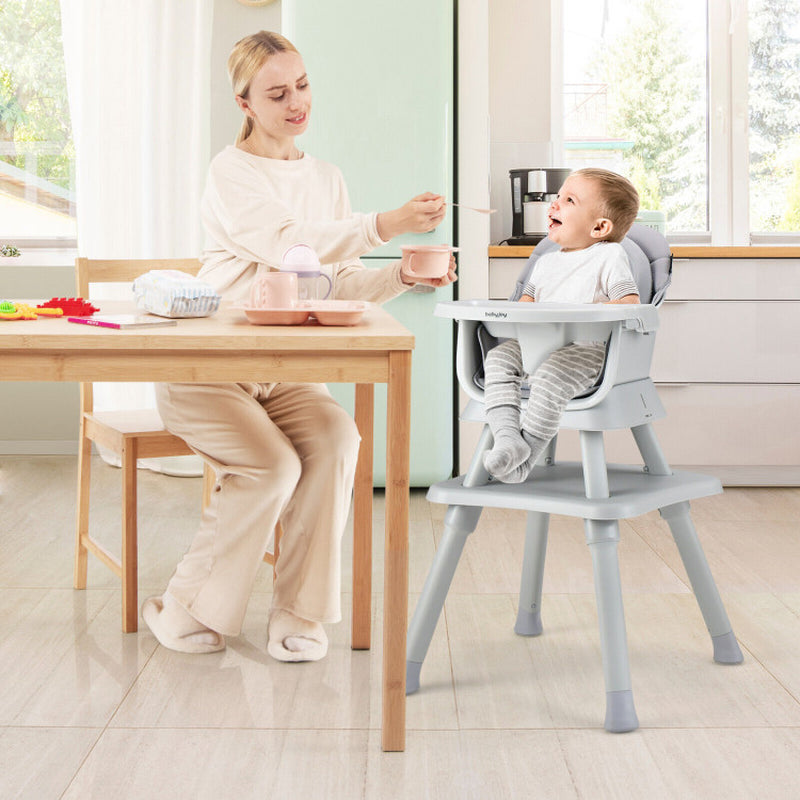 6-In-1 Convertible Baby High Chair with Adjustable Removable Tray
