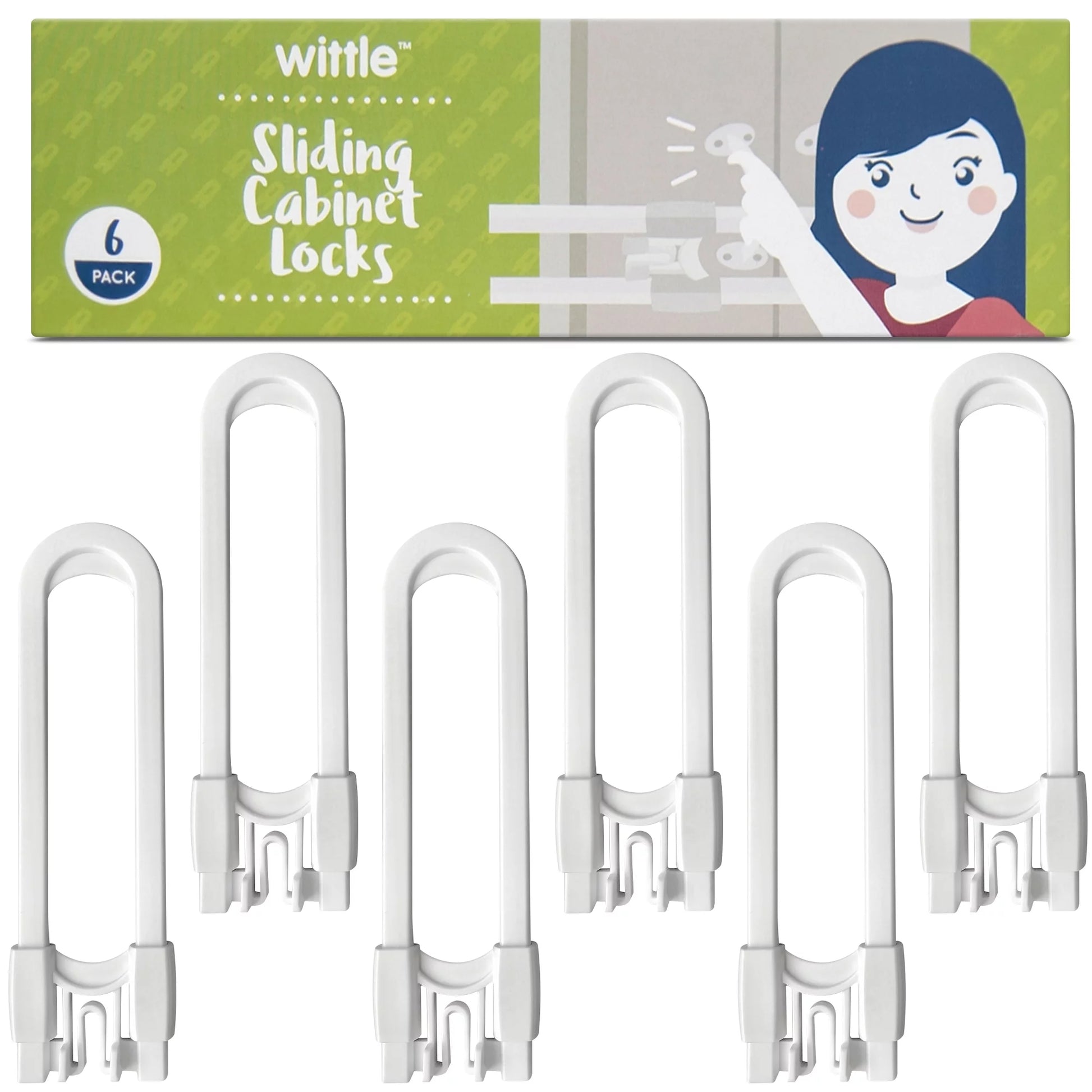 Sliding Child Safety Cabinet Locks (6 Pack) | Baby Proof Cabinet Locks