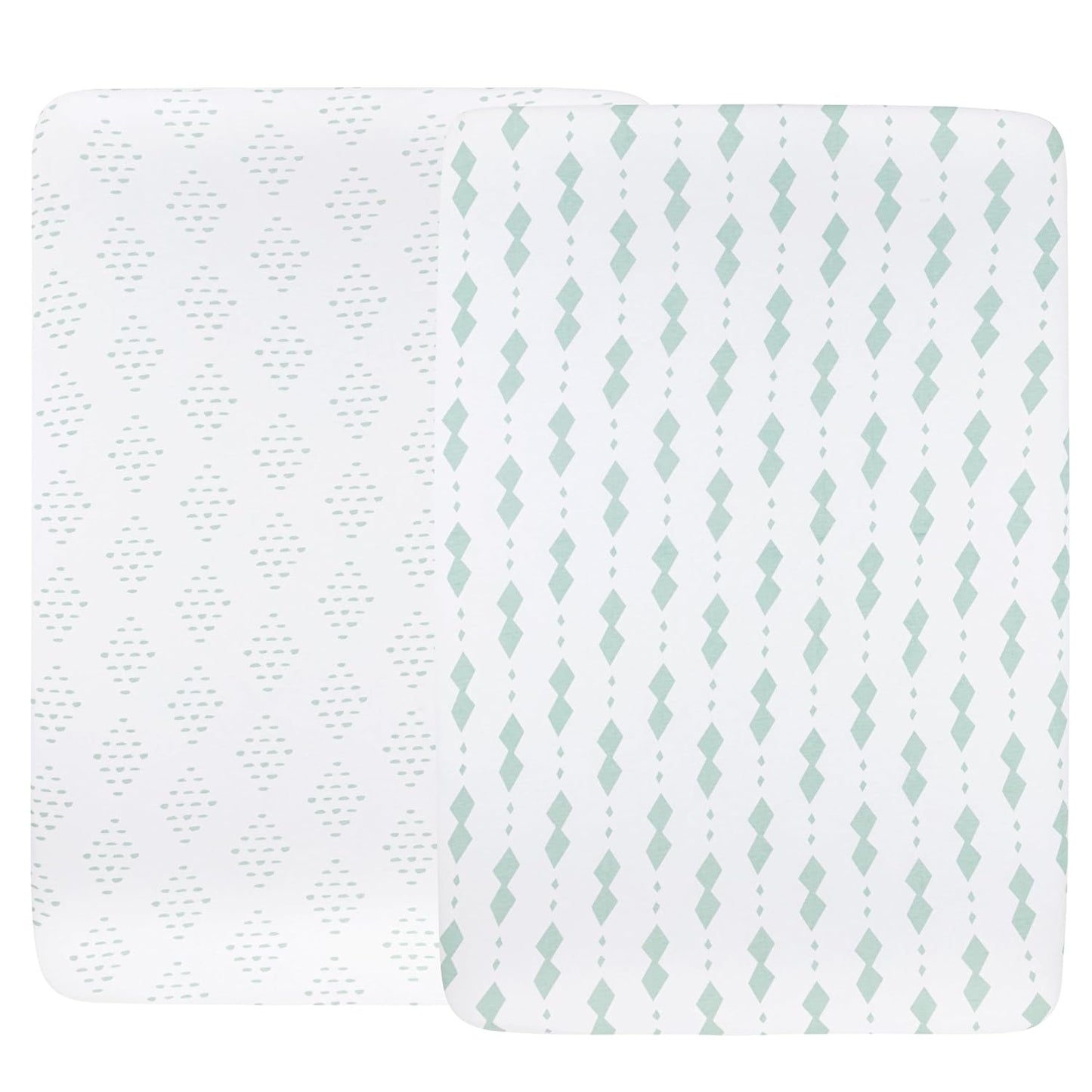 Ely’S & Co. Crib Sheets, Baby Boy/Girl Fitted Crib Mattress Sheet Set, 2 Pack, 100% Jersey Knit Cotton, Infant and Toddler Nursery Bedding, Grey Sage Diamond, 28” X 52”