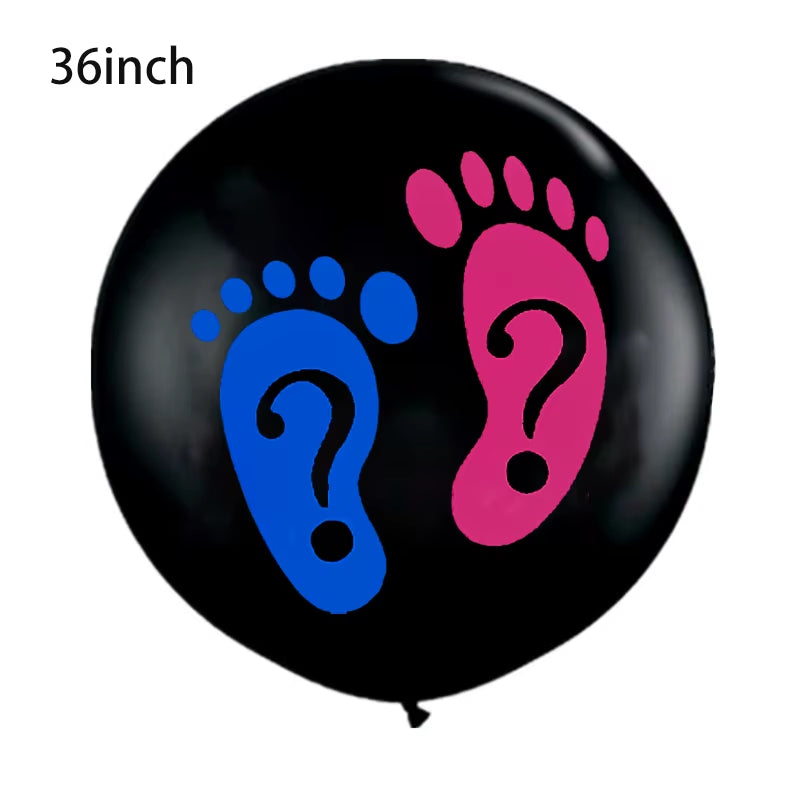 1 Set Giant Boy or Girl Gender Reveal Black Latex Balloon Baby Shower Confetti Ballons Birthday Gender Reveal Party Decoration