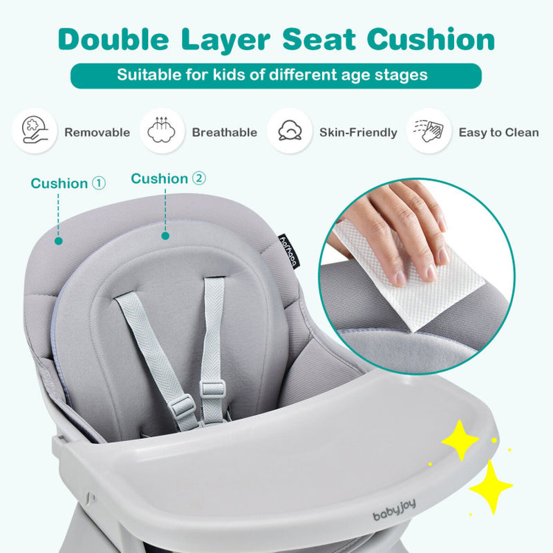 6-In-1 Convertible Baby High Chair with Adjustable Removable Tray