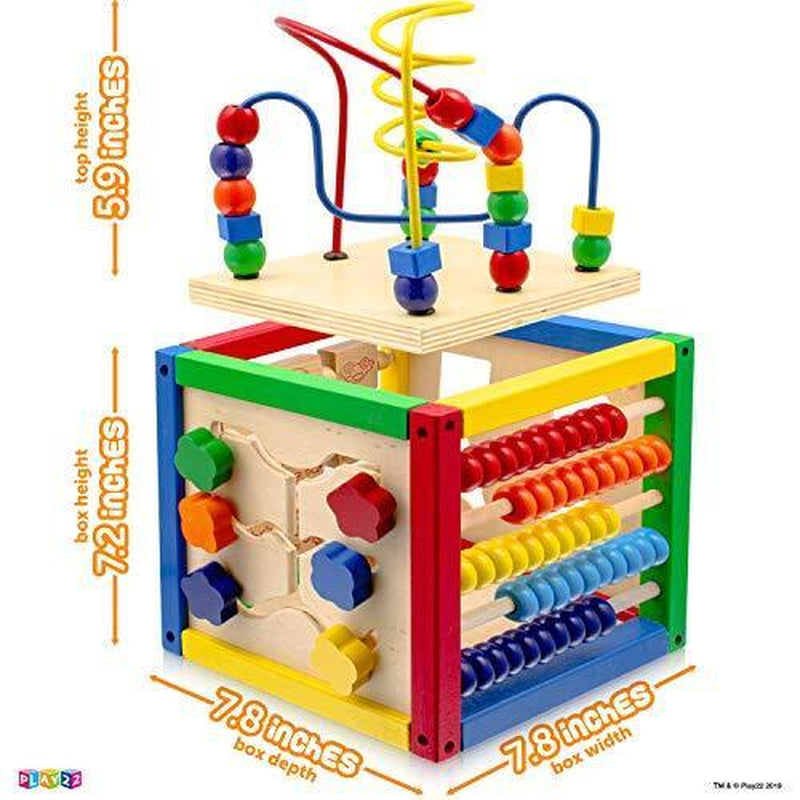 Childrens Learning Toys Wooden Activity Cube Bead Maze Tacking Cup Baby Fun Toy