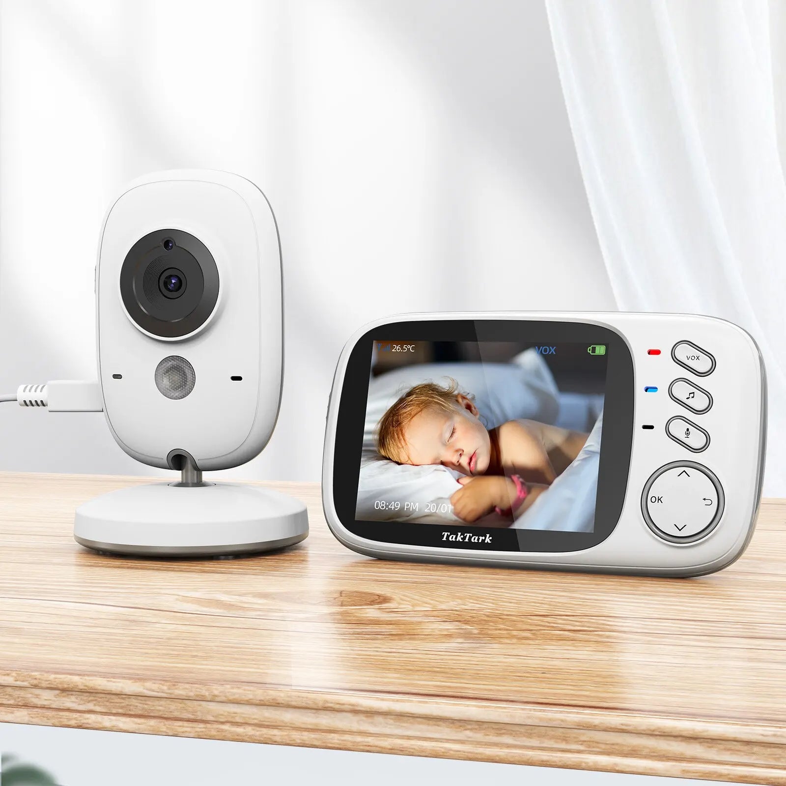 3.2 Inch Wireless Video Baby Monitor with Lullabies Auto Night Vision Two Way Intercom Temperature Monitoring Babysitter