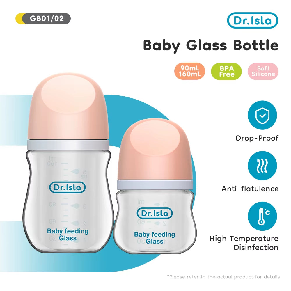 Glass Bottles Newborn Feeding Bottles 80ML/160ML Baby Bottle Anti-Flatulence Milk Feeding Bottles Infant BPA Free