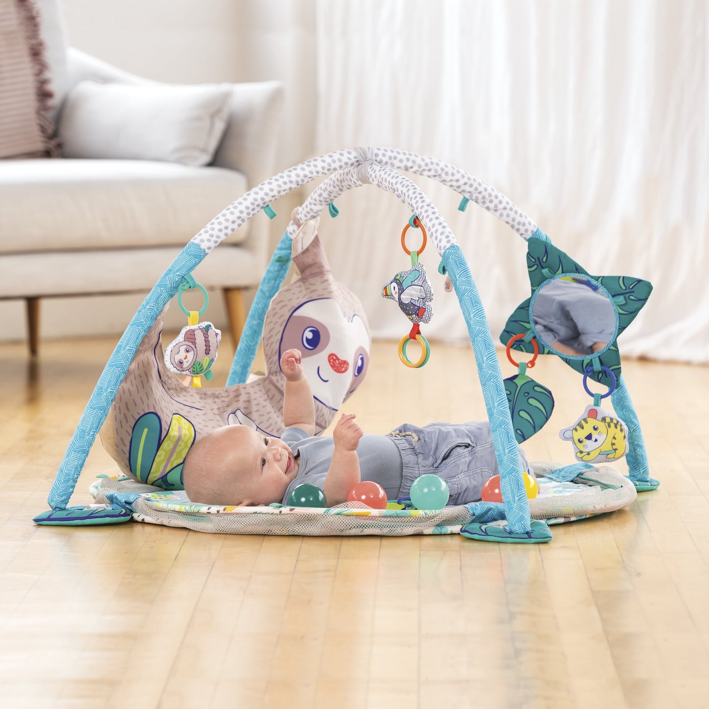 4-In-1 Jumbo Baby Activity Center and Play Mat with Ball Pit, 6-12 Months Unisex, Sloth