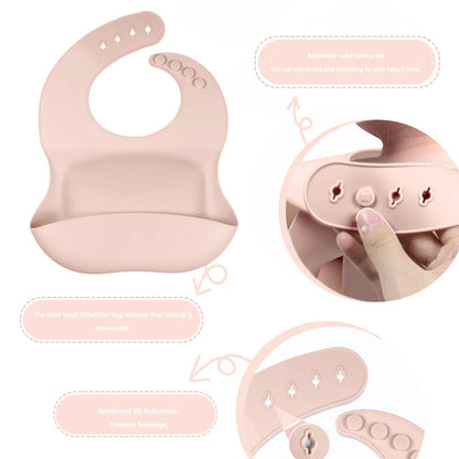 5Pack Silicone Baby Feeding Set, Baby Led Weaning Utensils Set, Baby Spoon and Fork, Pink