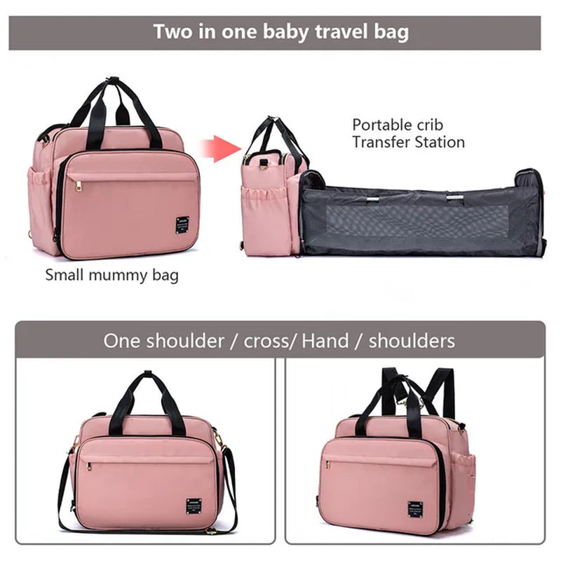 2020 NEW Mommy Multifunctional Portable Diaper Mommy Bag Folding Baby Travel Large Handbag Baby Bed Diaper Changing Pad