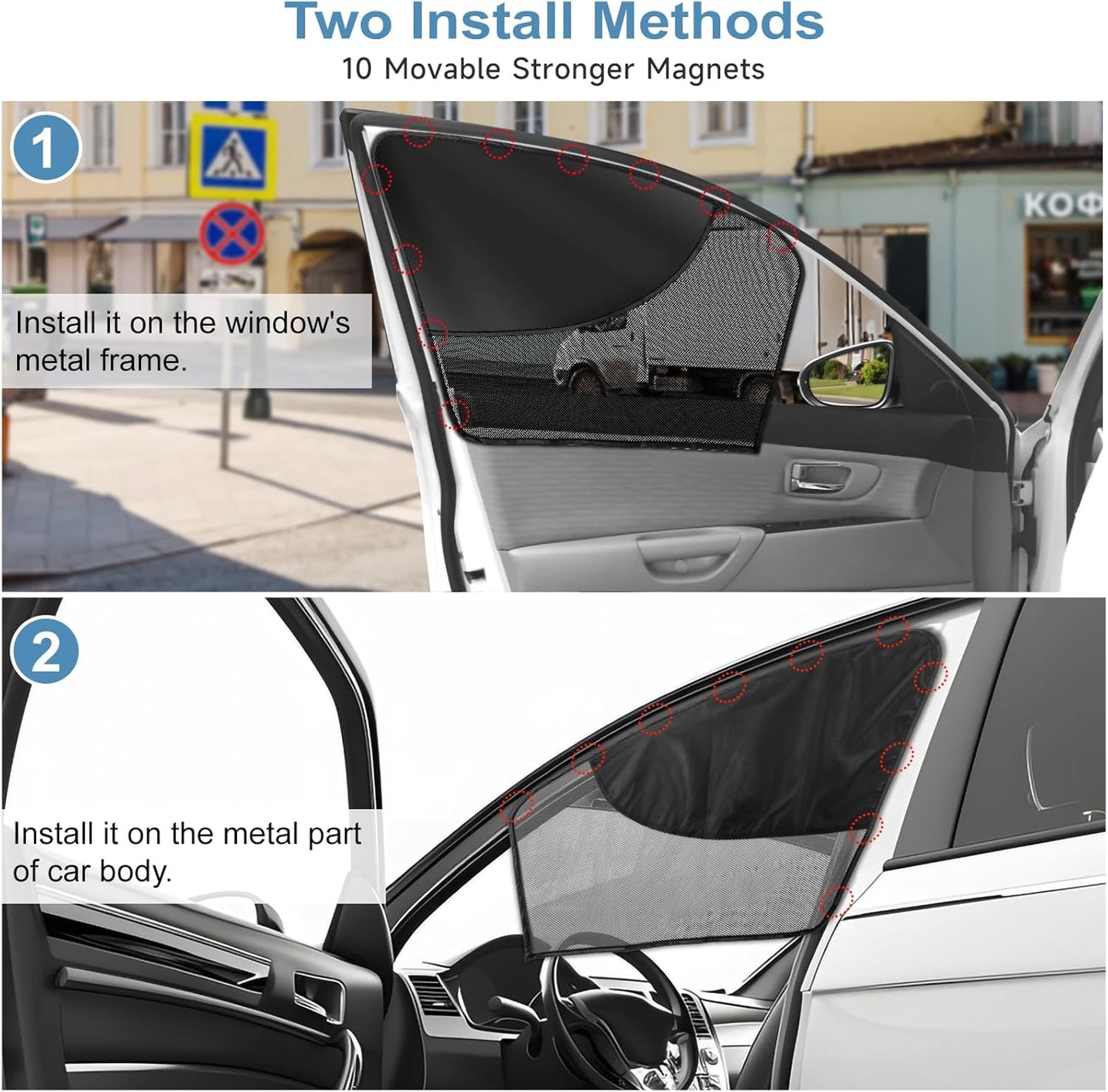 2 PCS Car Window Shades, 27.56"×19.68" Magnetic Double Layer Car Side Window Sun Shades with Full Shade/Half Shade, Front Window Covers for Driver,Car Accessories
