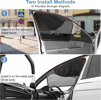 2 PCS Car Window Shades, 27.56"×19.68" Magnetic Double Layer Car Side Window Sun Shades with Full Shade/Half Shade, Front Window Covers for Driver,Car Accessories