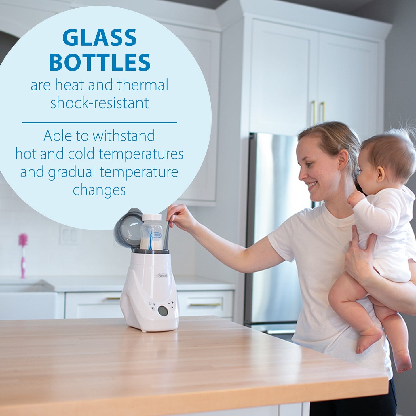 Natural Flow Anti-Colic Options+ Wide-Neck Glass Baby Bottle, 5Oz/150Ml, Slow Flow, 0M+, 2 Pack