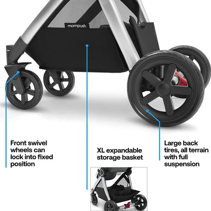 Ultimate2 Baby Stroller for Toddler with Removable Bassinet, Reversible Stroller Seat - Full-Size for Comfortable Outings with Baby - Smooth Glide Bassinet Stroller