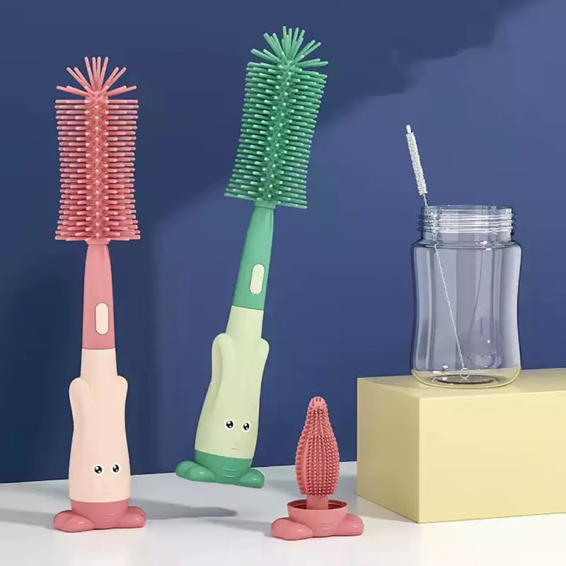 Baby Bottle Brush 360 Degree Baby Silicone Cup Bottle Cleaning Brushes Set Andheld Soft Head Food Grade Brushes