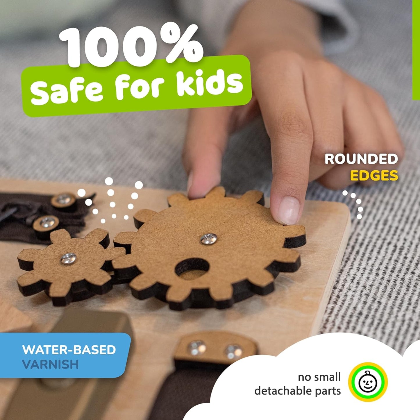 Busy Board Montessori Toys for Toddlers, Sensory Wooden Toy with 10 Educational Activities to Develop Fine Motor Skills, Plane and Car Travel Toy for Toddlers Boys and Girls