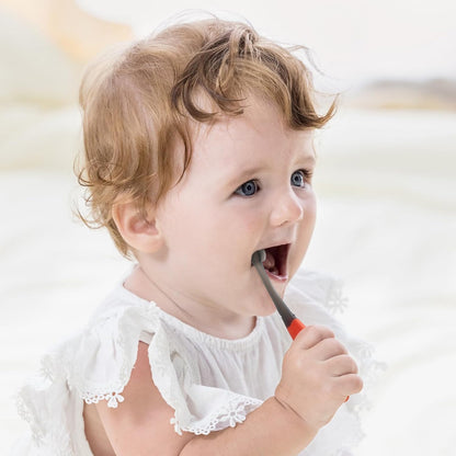 Ladybug Baby Toothbrush 6 to 12 Months and Up, Extra Soft Silicone Infant to Toddler Training Toothbrush for Baby'S First Teeth, Oral Care Teether over 6M+, Clean and Massage Tender Gums 1Pc