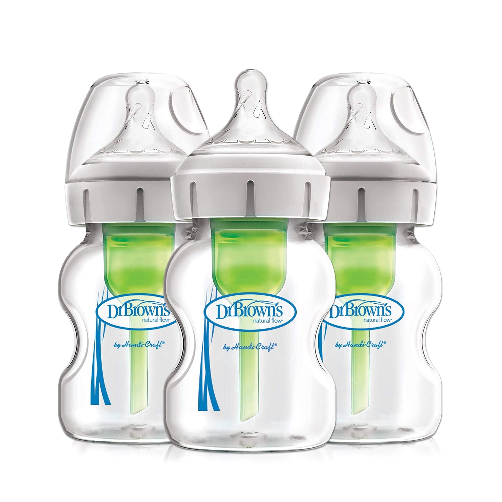Options+ Wide-Neck Glass Baby Bottles, 5 Ounce, 3Count