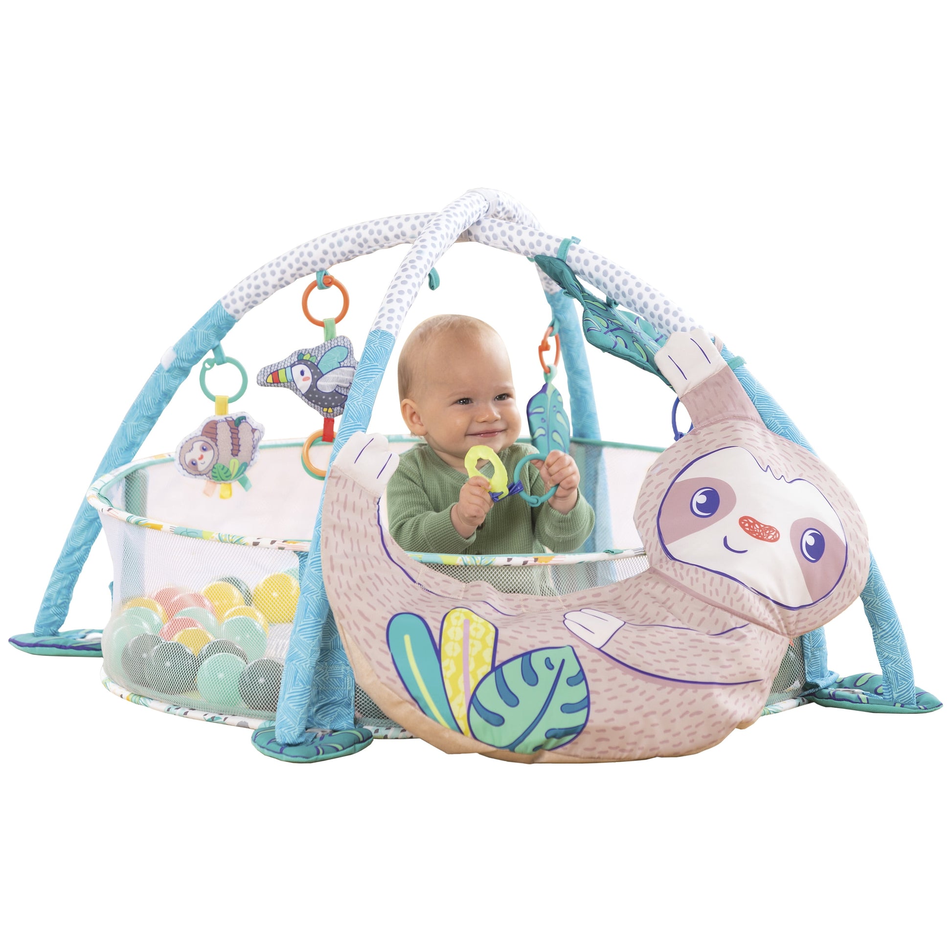 4-In-1 Jumbo Baby Activity Center and Play Mat with Ball Pit, 6-12 Months Unisex, Sloth