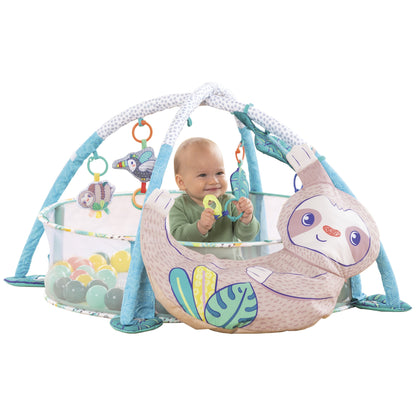 4-In-1 Jumbo Baby Activity Center and Play Mat with Ball Pit, 6-12 Months Unisex, Sloth