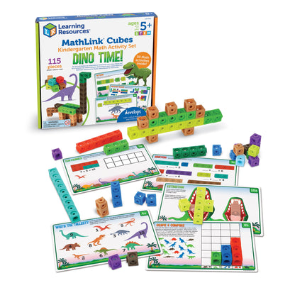 Mathlink Cubes Kindergarten Math Activity Set: Dino Time (115 Pieces)