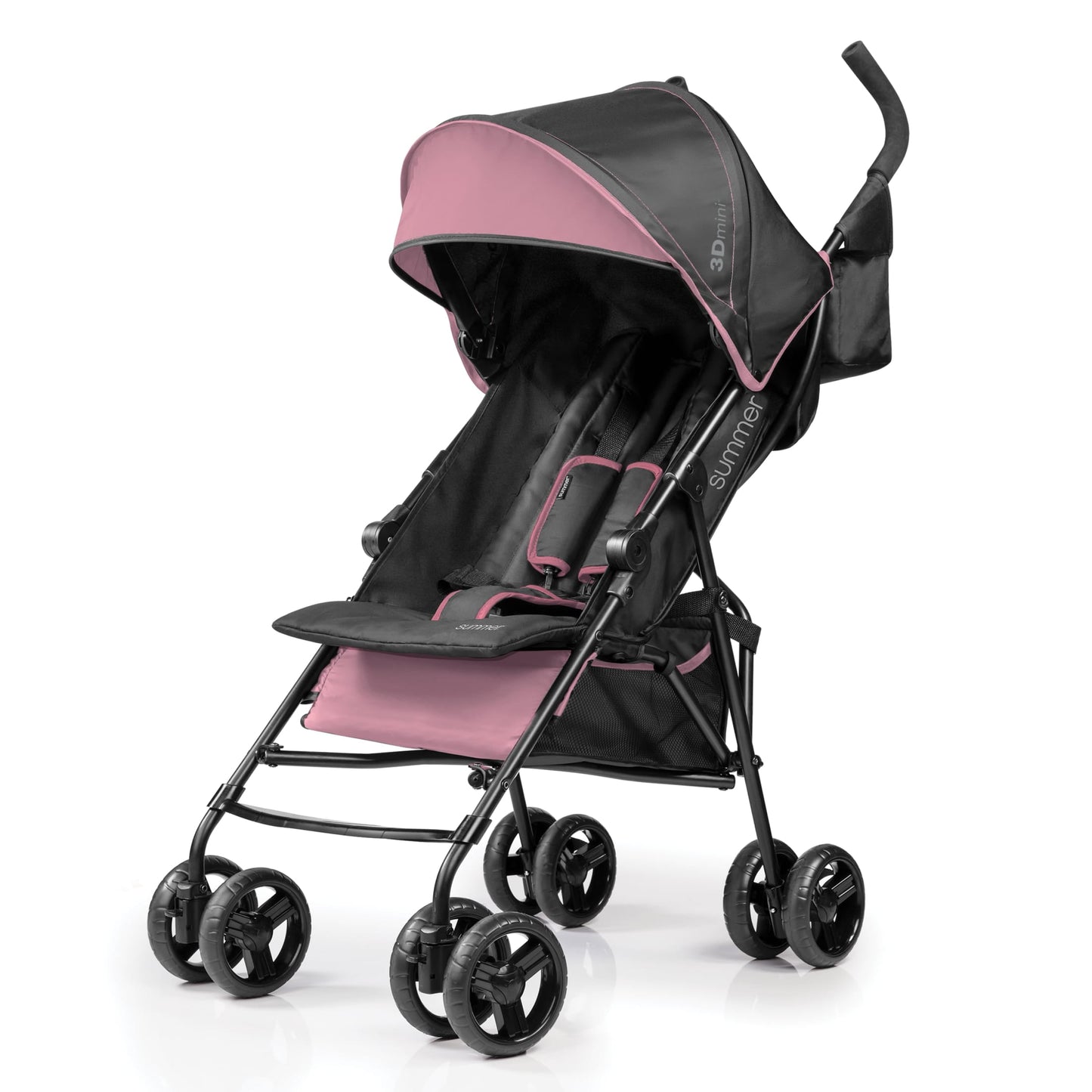 Summer by  3D Mini Lightweight Umbrella Stroller, Compact Fold, Recline, Canopy, up to 45 Pounds, Convenience Stroller for Travel, Pink