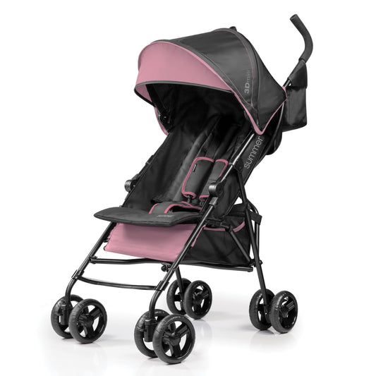 Summer by  3D Mini Lightweight Umbrella Stroller, Compact Fold, Recline, Canopy, up to 45 Pounds, Convenience Stroller for Travel, Pink