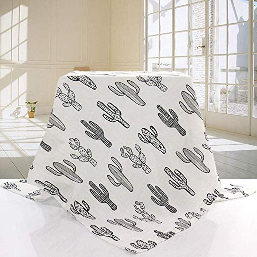 Cactus Muslin Swaddle Blankets Cotton Baby Swaddle Wrap Floral Print Burping Cloth & Stroller Cover Baby Blanket