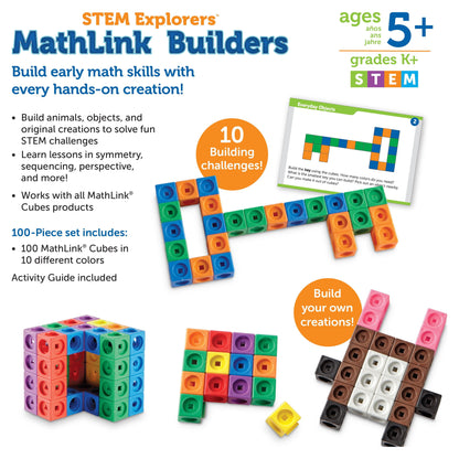 STEM Explorers Mathlink Builders, 100 Pieces, Boys and Girls Ages 5+ STEM Toys for Kids, Math Manipulatives