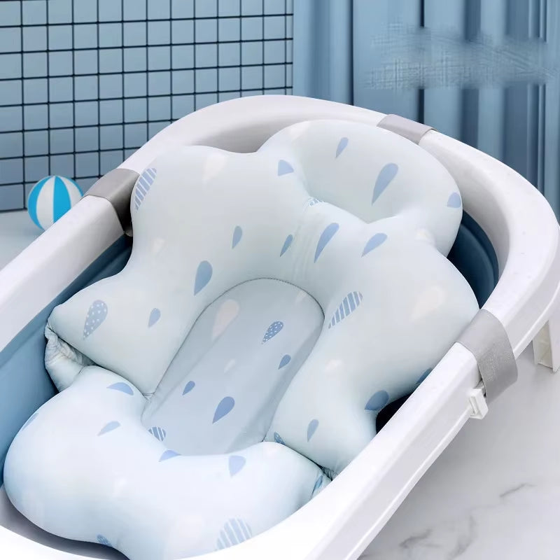 Baby Bath Seat Support Mat Newborn Bath Tub Seat Baby Bath Tub Nonslip Pad Safety Bath Support Soft Cushion Mat Pillow 54X41Cm