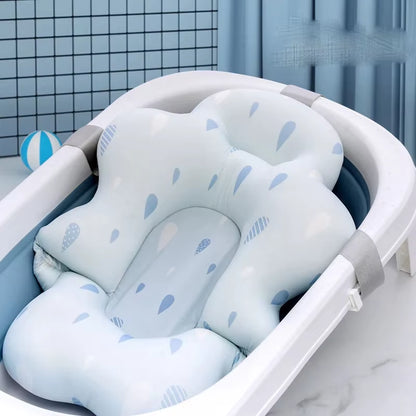 Baby Bath Seat Support Mat Newborn Bath Tub Seat Baby Bath Tub Nonslip Pad Safety Bath Support Soft Cushion Mat Pillow 54X41Cm