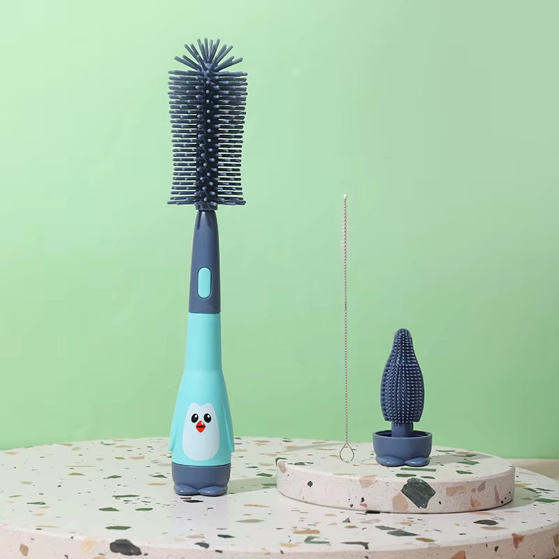 Baby Bottle Brush 360 Degree Baby Silicone Cup Bottle Cleaning Brushes Set Andheld Soft Head Food Grade Brushes