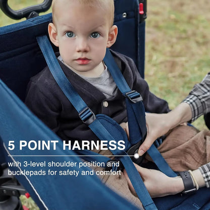 EVER ADVANCED Side-Unzip Wagon Stroller for 2 Kids, Push Pull Stroller with Adjustable Handle, Easy Access Zipper Door, 5-Point