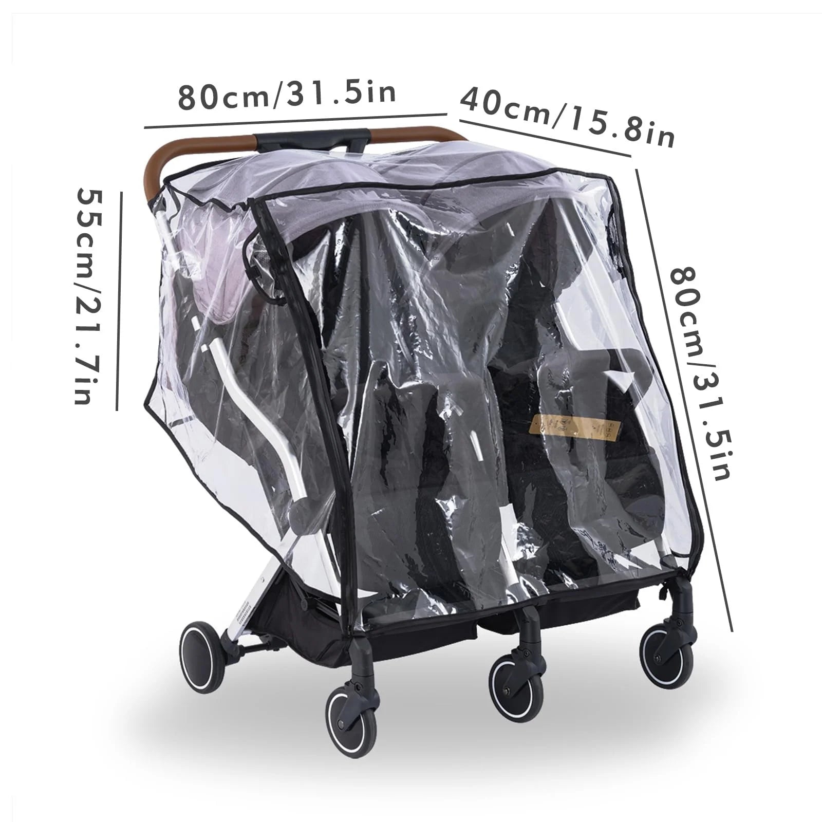 Double Stroller Rain Cover Side by Side Universal, Stroller Accessories Rain Cover for Double Pram Pushchair Outdoor Travel, Waterproof and Windproof Weather Shield for Baby Car Raincover