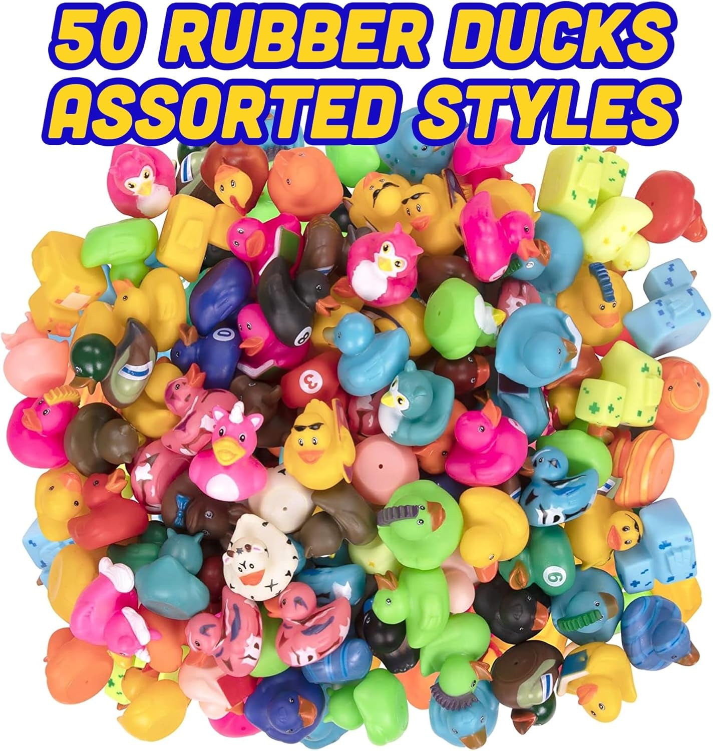 50-Pack Assorted Rubber Ducks Baby Bath Toys I Baby Shower Mini Rubber Ducks in Bulk I Baby Pool Jeep Ducks for Toddler Party Favors I Kids Infant Bathtub Toys Rubber Duckies I Baby Pool Birthday Gift