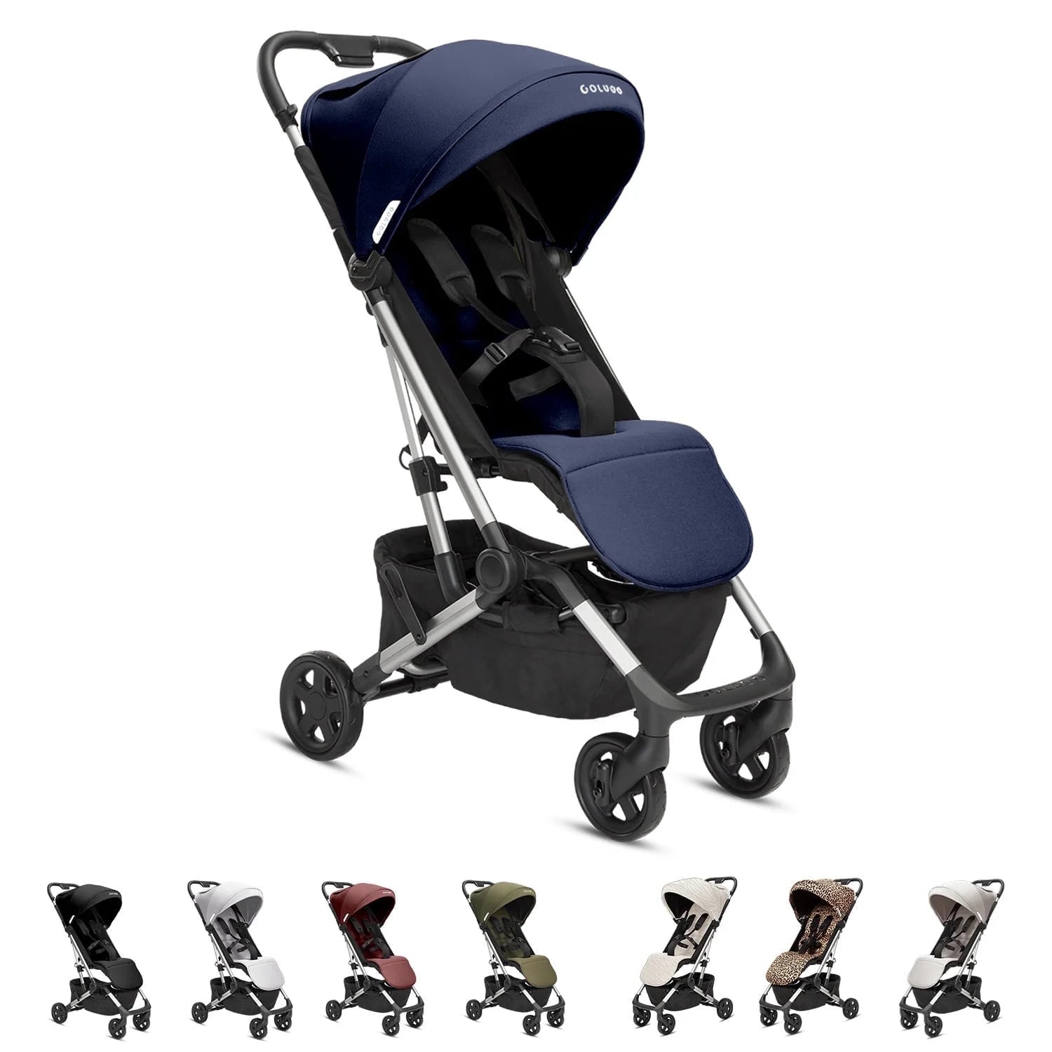 Compact Stroller - One Hand Fold Lightweight Stroller, Travel Stroller with Rain Cover, Backpack and Cup Holder, Navy