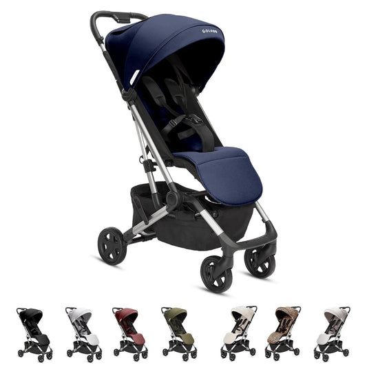 Compact Stroller - One Hand Fold Lightweight Stroller, Travel Stroller with Rain Cover, Backpack and Cup Holder, Navy