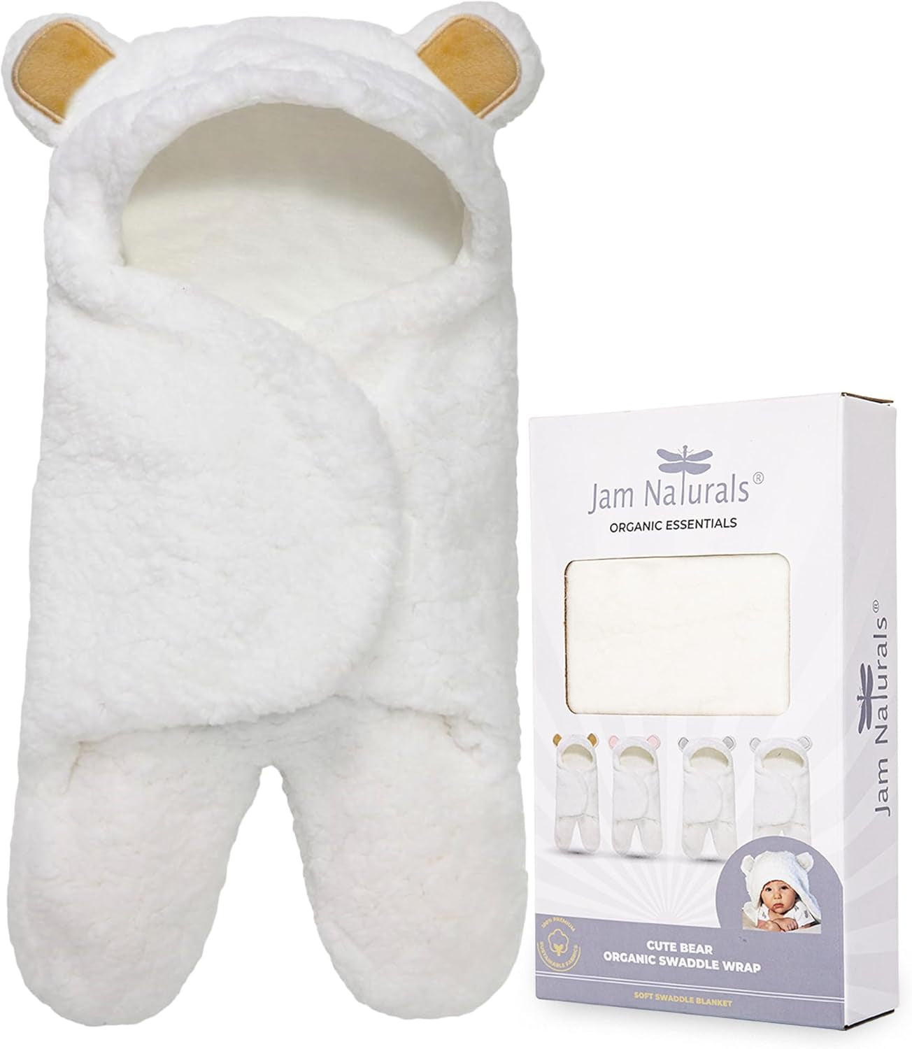 -Cute Bear Organic Newborn Swaddle Wrap-Gender Neutral Soft Baby Blanket, Newborn Baby Registry Gift (Golden Brown, 0-3M)