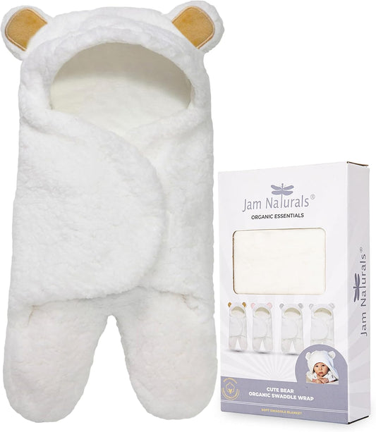 -Cute Bear Organic Newborn Swaddle Wrap-Gender Neutral Soft Baby Blanket, Newborn Baby Registry Gift (Golden Brown, 0-3M)