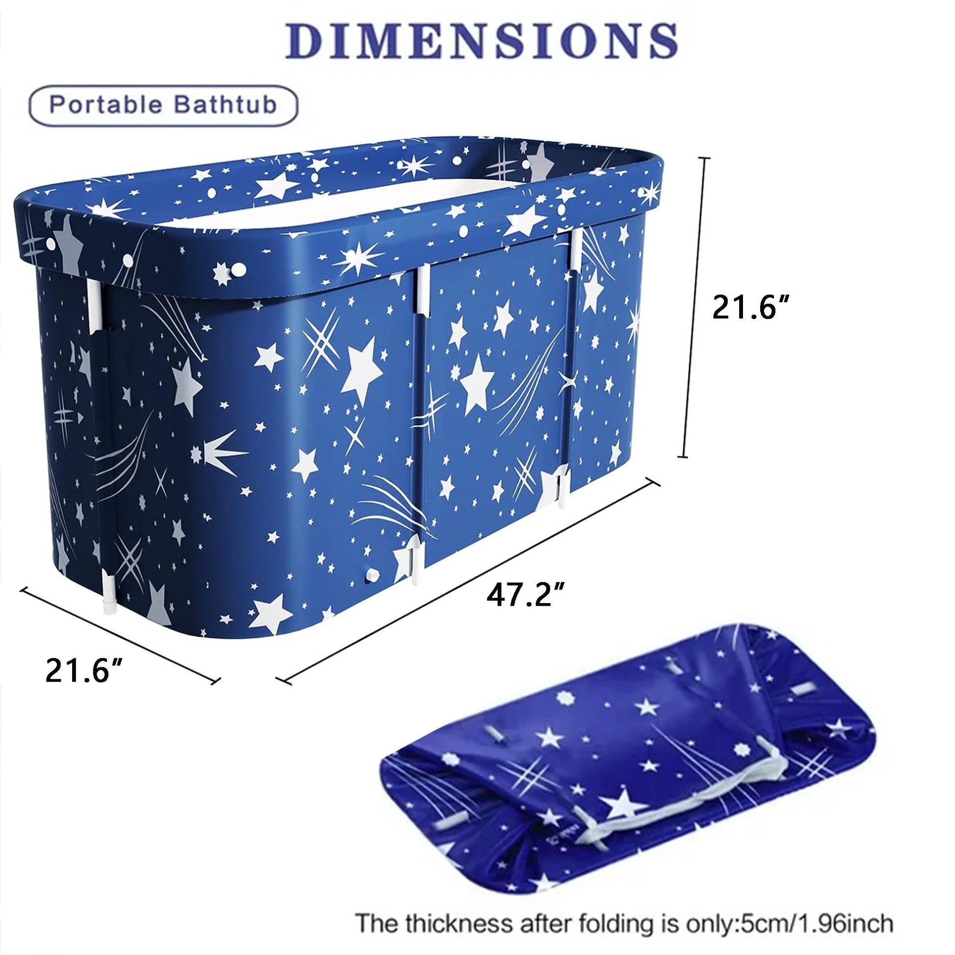 47In Portable Folding Bathtub Large Foldable Bathtub, Hot & Cold Soaking Bathtub, Starry Blue()